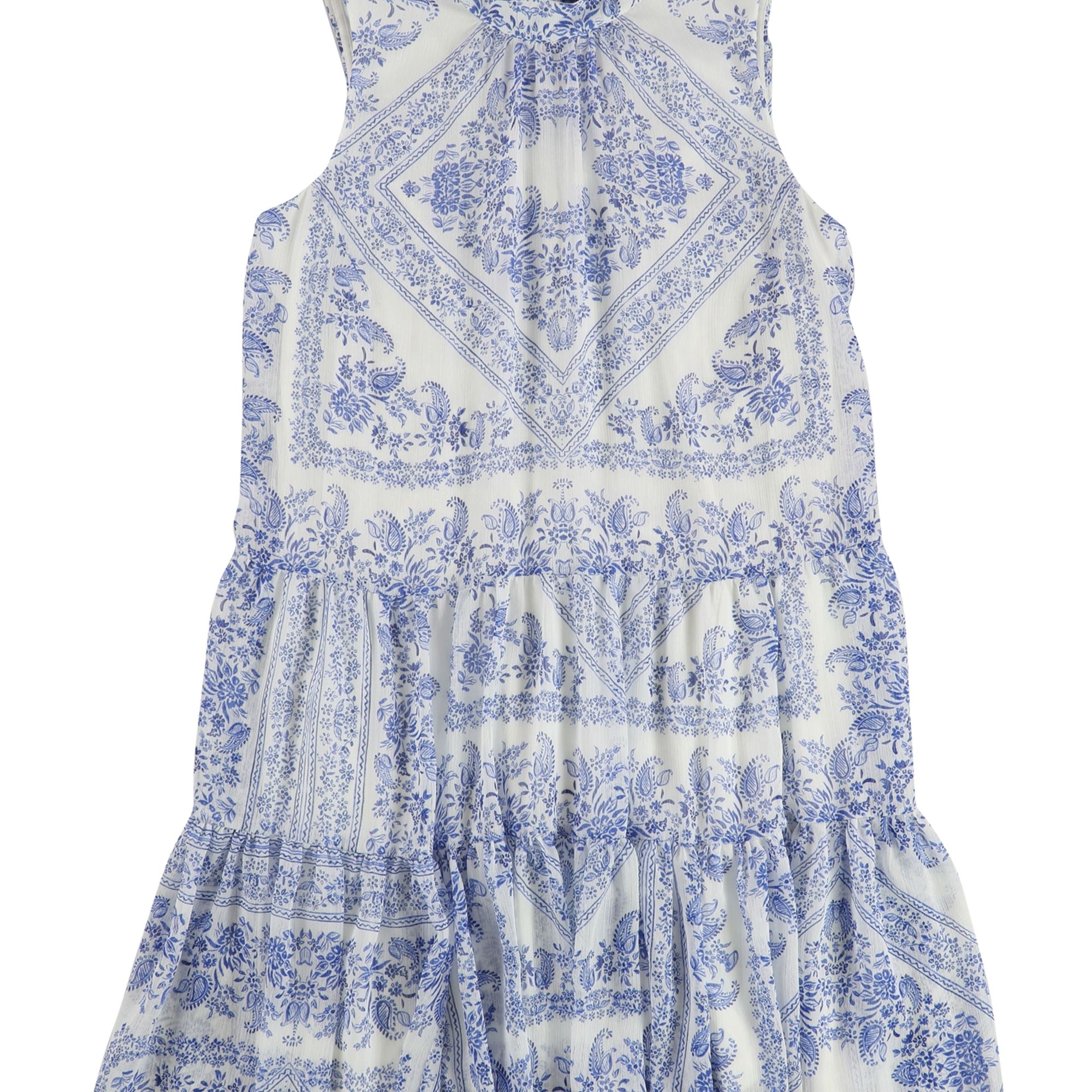 Womens Paisley Drop Waist Mini Dress, Blue, 10P